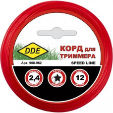 Леска триммерная DDE Speed line (2,4 ммх12 м; звезда; красная) [908-962]