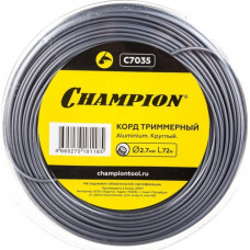 Леска триммерная CHAMPION C7035 aluminium 2.7мм*72м (круглый)+нож