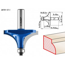 Фреза по дереву ЗУБР ПРОФЕССИОНАЛ 57,1x27мм, радиус 22мм, кромочная калевочная №1 [28701-57.1]